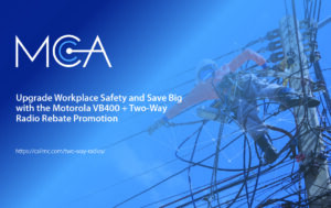 utility worker benefiting from the upgrade in workplace safety with the Motorola VB400 and two-way radio rebate promotion