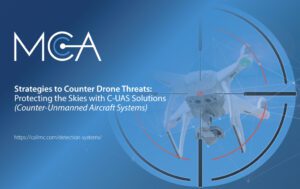 a drone in the crosshairs of of a counter-unmanned aircraft system (C-UAS)