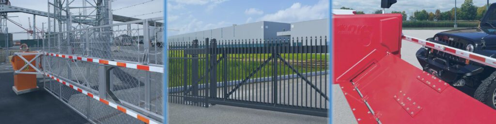 different examples of reinforced gate systems and parking barriers for facilities that need a higher level of security