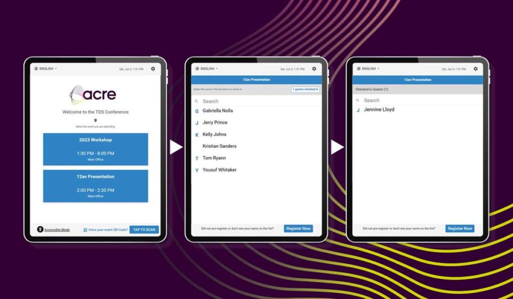 acre fast-pass event management tablet view