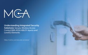 a person gaining entry via the integration of the Aperio Elements Aperio IP and RS-485 with the LenelS2 Elements platform - ensuring access control integration security without the high costs associated with traditional installations