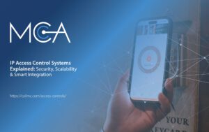 a person using an IP access control system to access a location via a smartphone