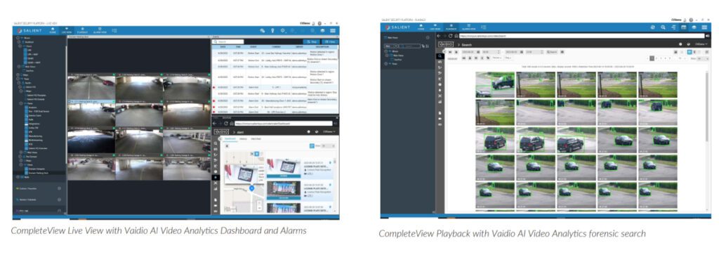 Salient Vaidio® AI Video Analytics Desktop Screenshots