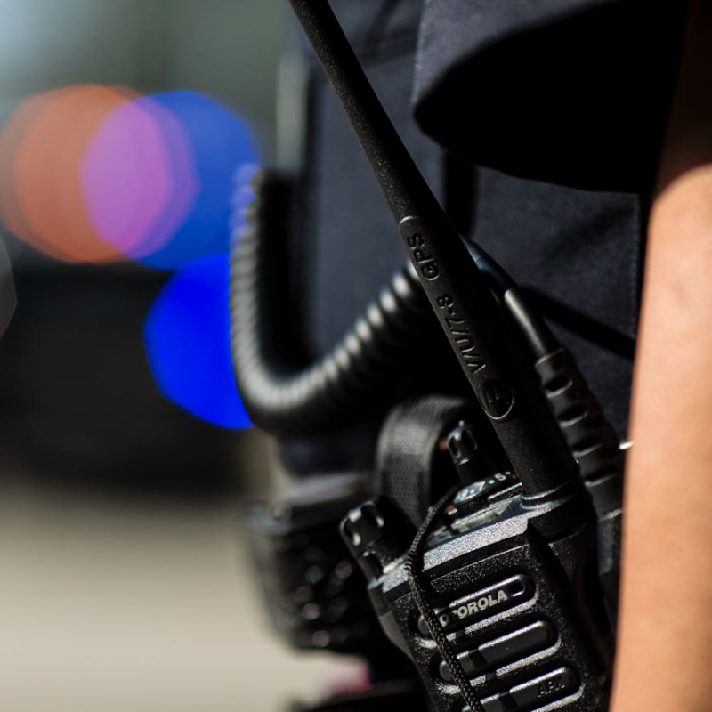 APX8000 All-Band P25 Portable Radio Clipped to Officers Belt