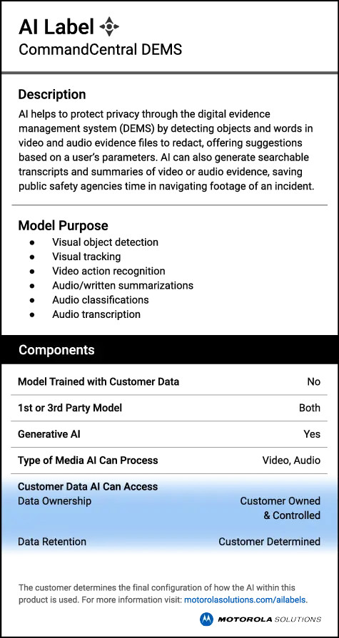 CommandCentral DEMS AI Use Cases