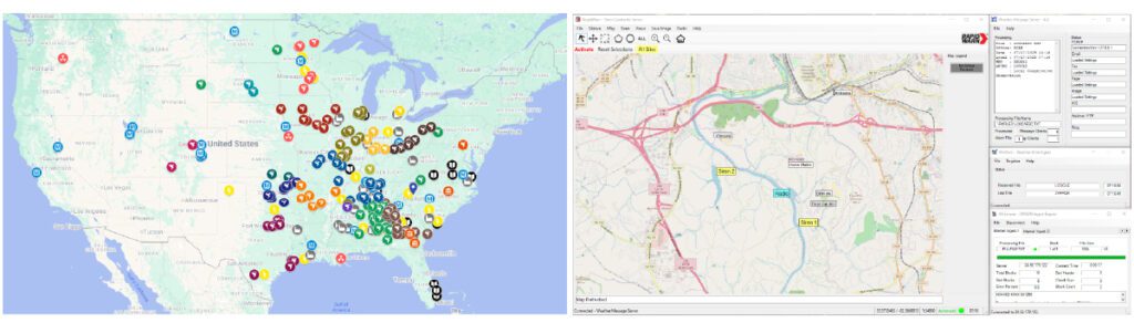 screenshots of RapidWarn software in use