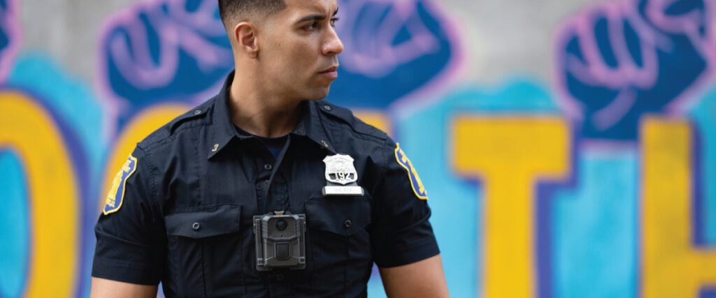 Officer Wearing a V300 Body Camera