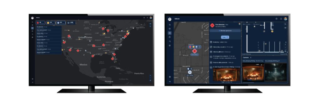 Screenshots of Motorola Solutions Inform on two different desktops.
