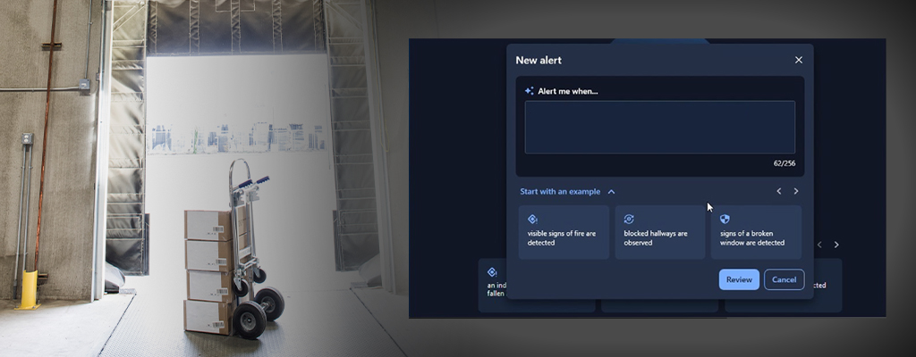 Avigilon's Visual Alert AI can be set up to notify when a door is propped open in the warehouse.