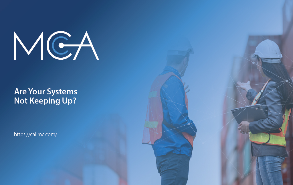 Two workers for a logistics company sort out an issue at a shipyard.