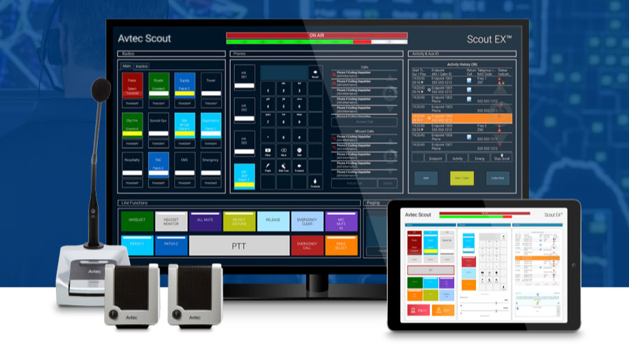 Avtec Scout system running on desktop and tablet.