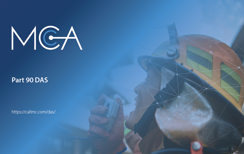 A firefighter is able to communicate clearly through a two-way radio while fighting a fire in a building thanks to the regulations of FCC part 90.