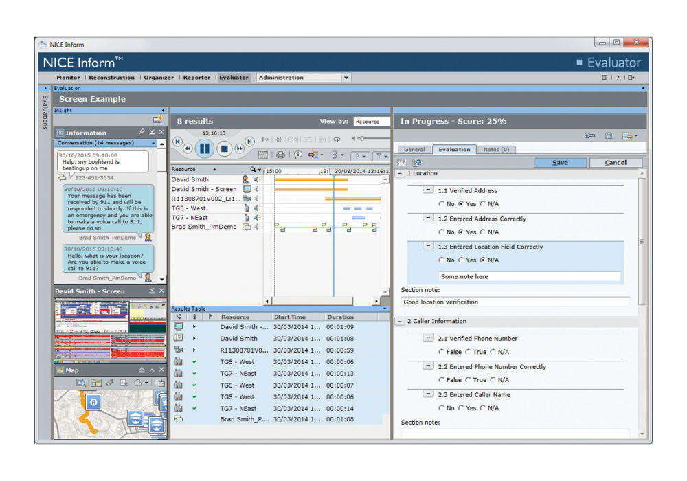 Multimedia logging examples on the NICE Inform platform.