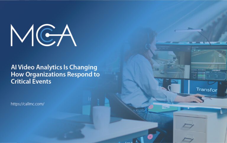 An emergency dispatcher - at a command center - is notified by AI of a potential threat before it escalates.