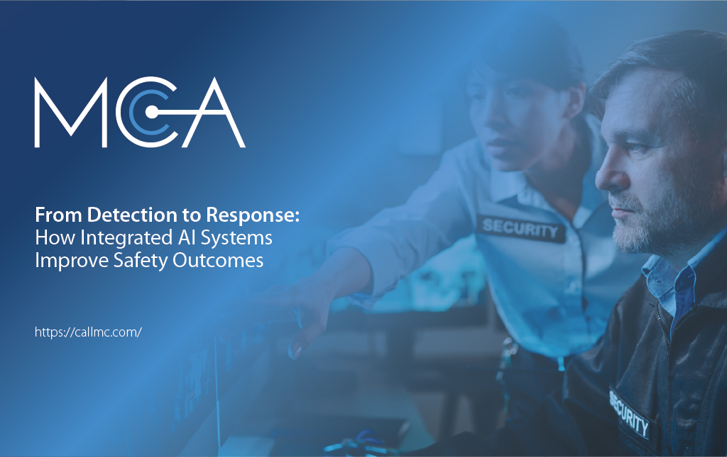Two security dispatchers review footage in real-time to help control an incident.