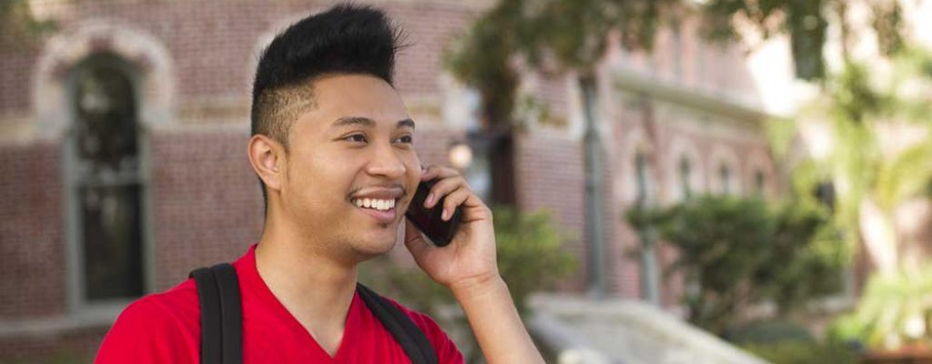 Student talking on cell phone